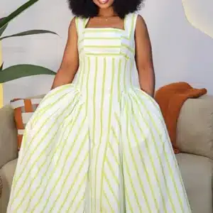 SLEEVELESS STRIPE DOUBLE SIDE HEM DRESS 0910 - Image 2