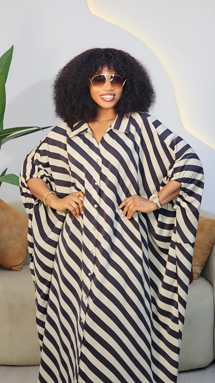 STRIPE OPEN BACK KNOT ABAYA 96267 - Image 2