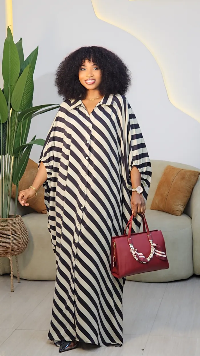 STRIPE OPEN BACK KNOT ABAYA 96267 - Image 5