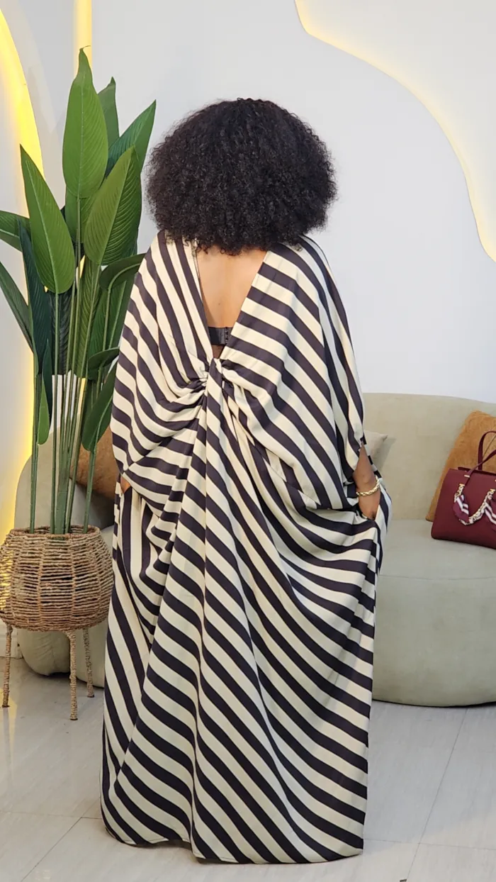 STRIPE OPEN BACK KNOT ABAYA 96267 - Image 7