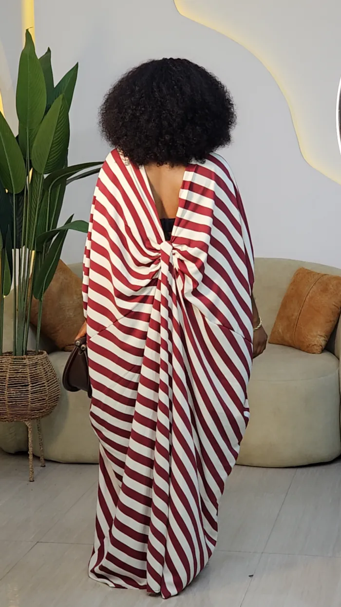 STRIPE OPEN BACK KNOT ABAYA 96267 - Image 6