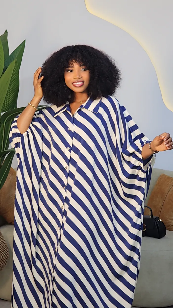 STRIPE OPEN BACK KNOT ABAYA 96267 - Image 3