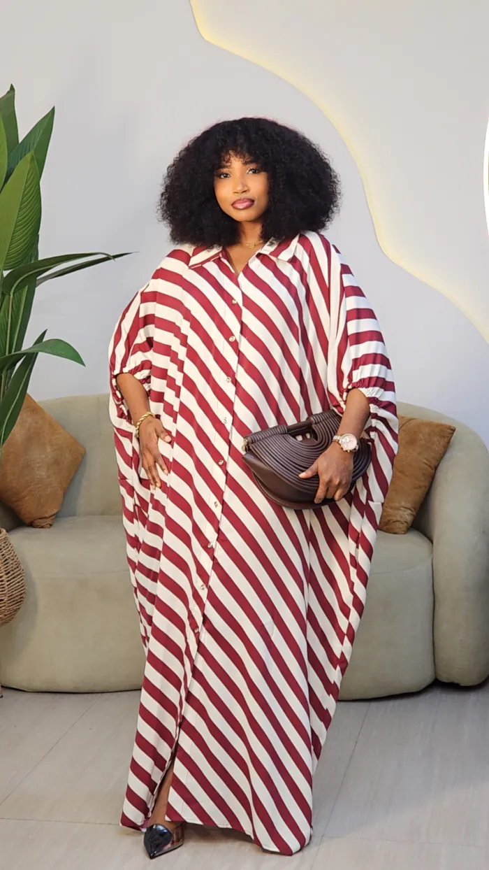 STRIPE OPEN BACK KNOT ABAYA 96267