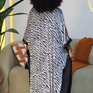 ZEBRA PRINT SIDE NECK KNOT ABAYA DRESS 1510 - Image 2